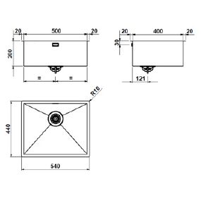 Evier inox Design 50x40cm