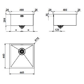 Evier inox Design 40x40cm